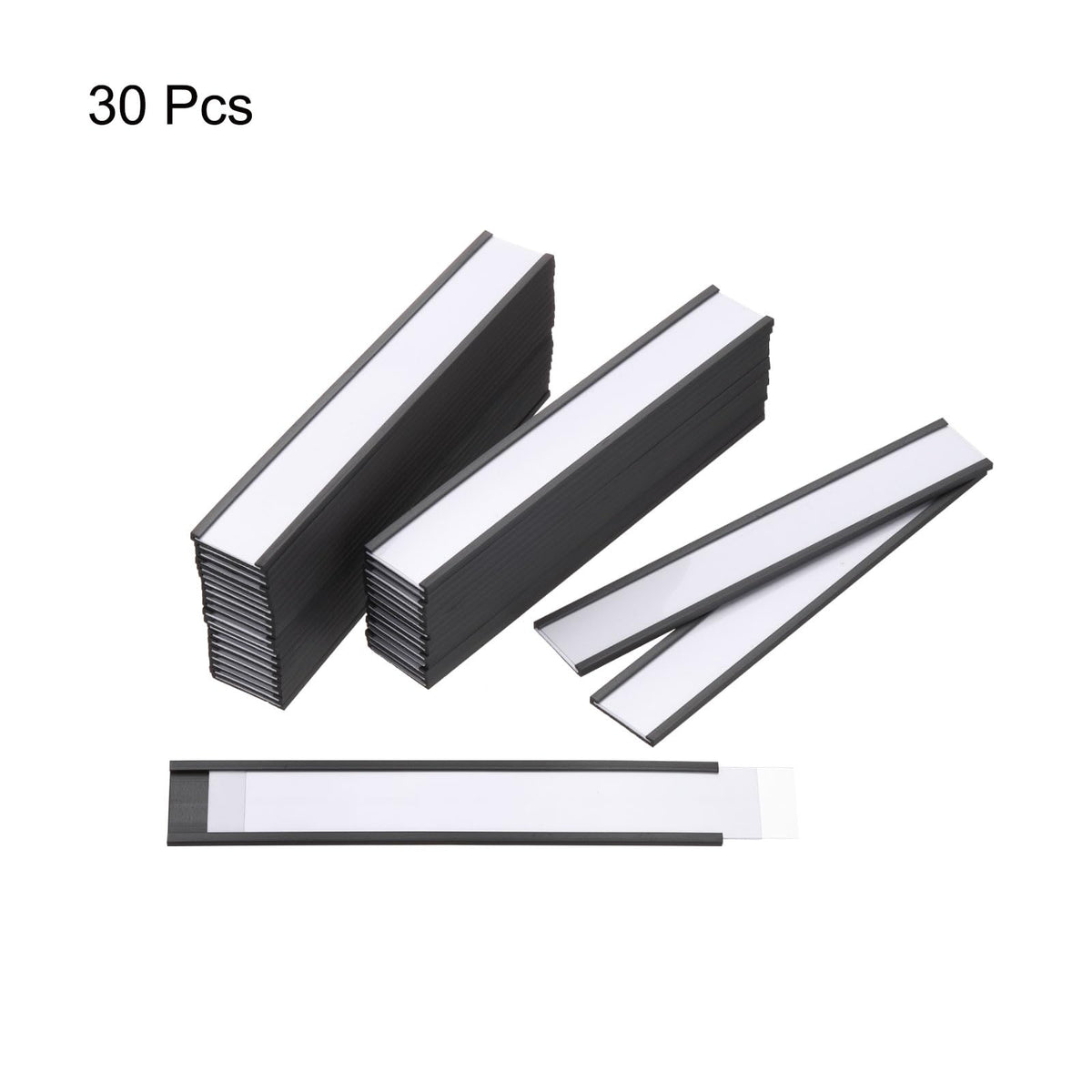 MECCANIXITY Label Holders 1" x 6" C Channel Rubber Magnetic for Metal Shelves Organize, Office File Cabinets Pack of 30 1" x 6"