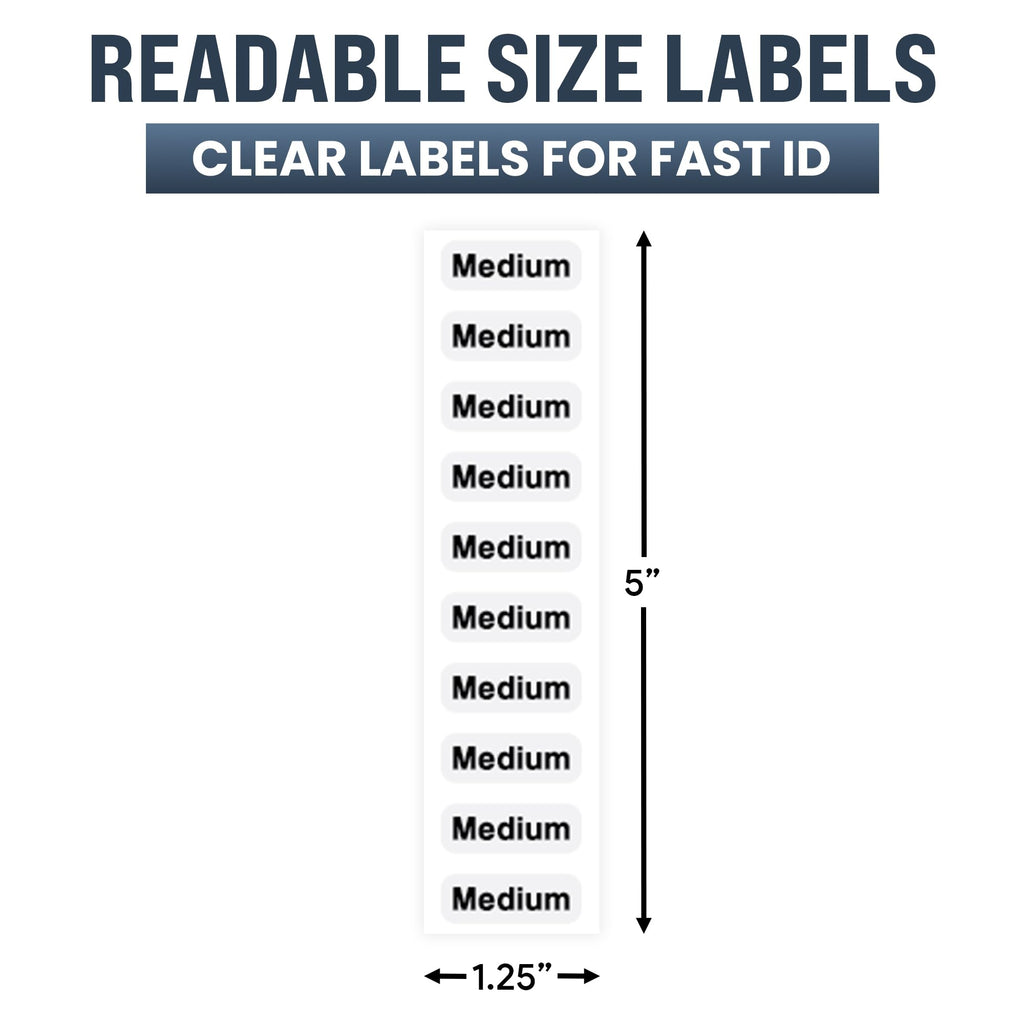 1250pcs Clothing Size Strip Labels Box Set Box Set (1250 ct)