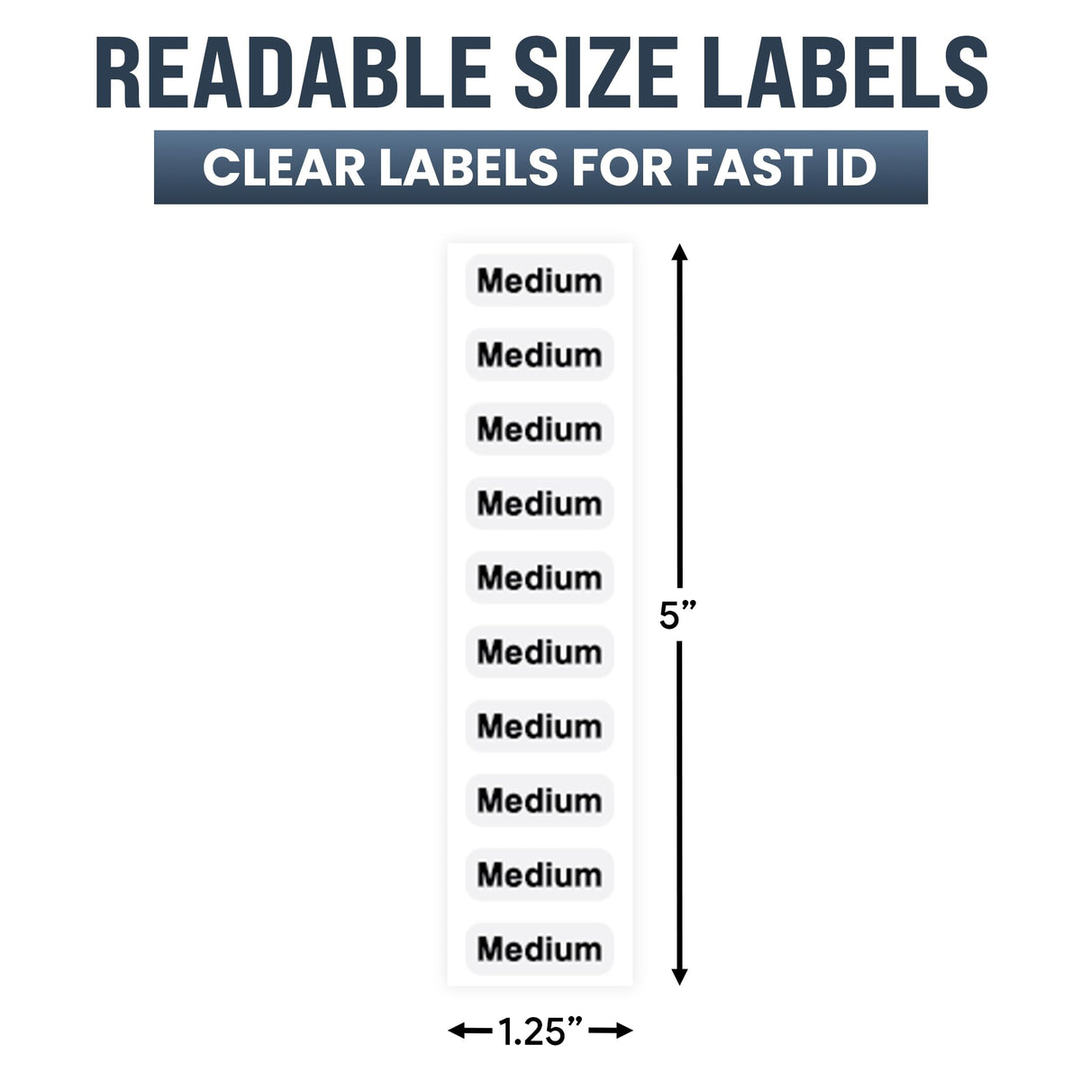 1250pcs Clothing Size Strip Labels Box Set Box Set (1250 ct)