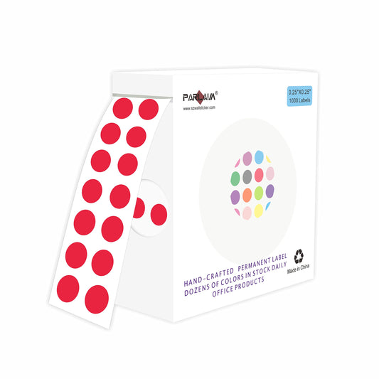 PARLAIM Dot Stickers 1/4 Inch Permanent Color Coding Sticker Label, 1000 PCS Small Round Circle Sticker Dots Labels per Dispenser Box, Red