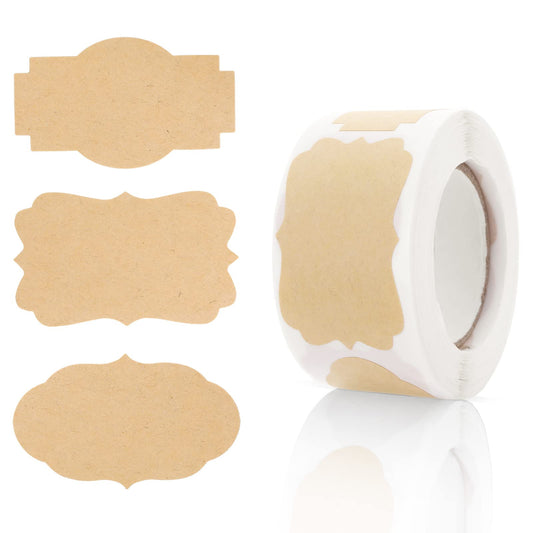 cobee 250 Pcs Kraft Label Sticker, Self-Adhesive All-Purpose Labels, Personalized Food Labels Stickers for Jars Bottle, Holiday Blessing Name Stickers Tags