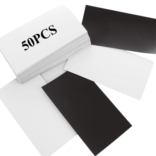50 Pack Dry Erase Magnetic Labels 3x5 Blank Reusable Magnetic Dry Erase Whiteboard Stickers, White Write on Magnets Name Tags for Classroom, Office, Education, Home