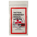 Rescue Essentials bleeding control designation stickers in a 5-pack, medical medication labels for emergency first aid use.