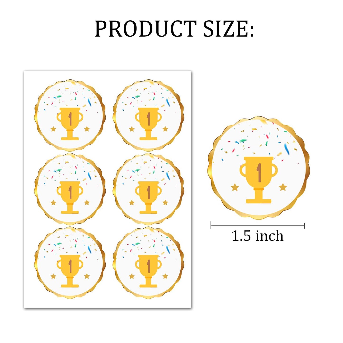 Award Medals Stickers for Kids 1.5 inch Gold foil Sports Reward Label Motivational, Classwork Award Stickers Teacher Supplies for Classroom(Pack-500)