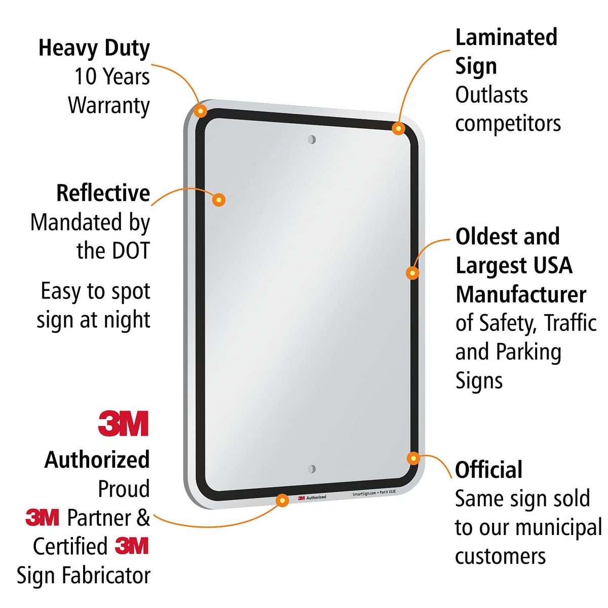 SmartSign 18 x 12 inch Blank Write-On Metal Sign, 63 mil Aluminum, 3M Laminated Engineer Grade Reflective Material, Black and White, Made in USA 12" x 18" EG Reflective Aluminum
