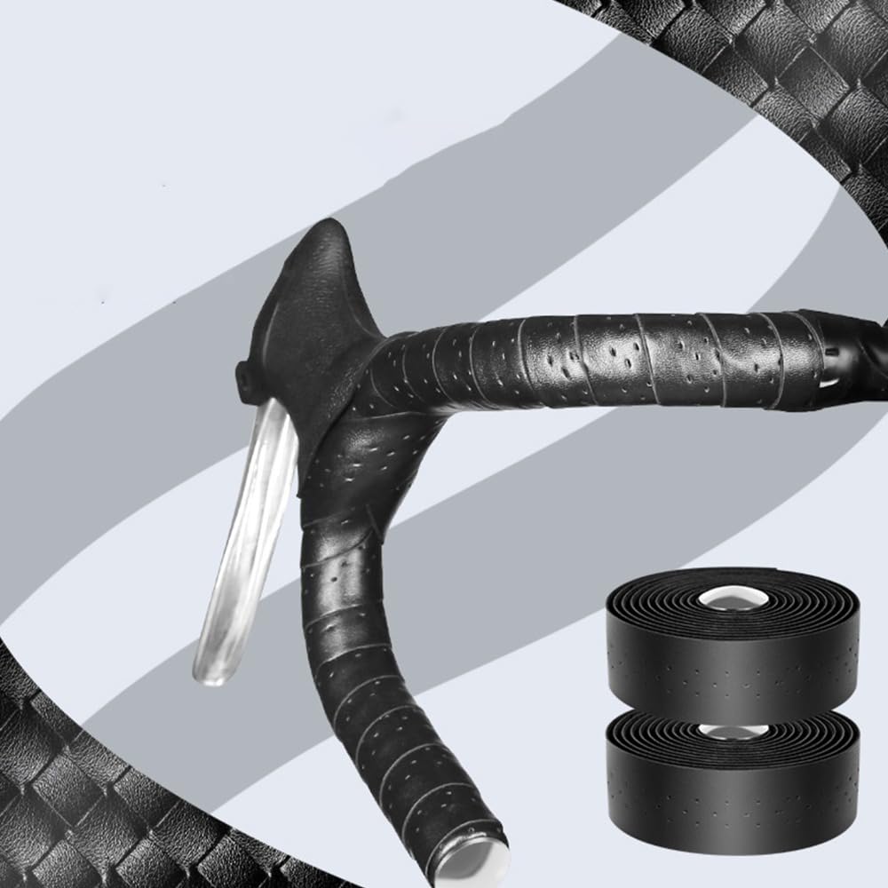Bike Handlebar Tape, EVA PU Leather Bar Tape Wrap for Road Bike Better Grip Bicycle Handlebar Grip Tape with 2 Bar Plugs for Cycling Riding