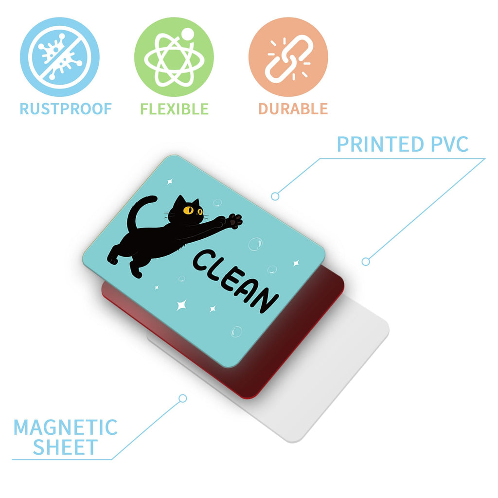 Clean Dirty Magnet for Dishwasher Black Cat