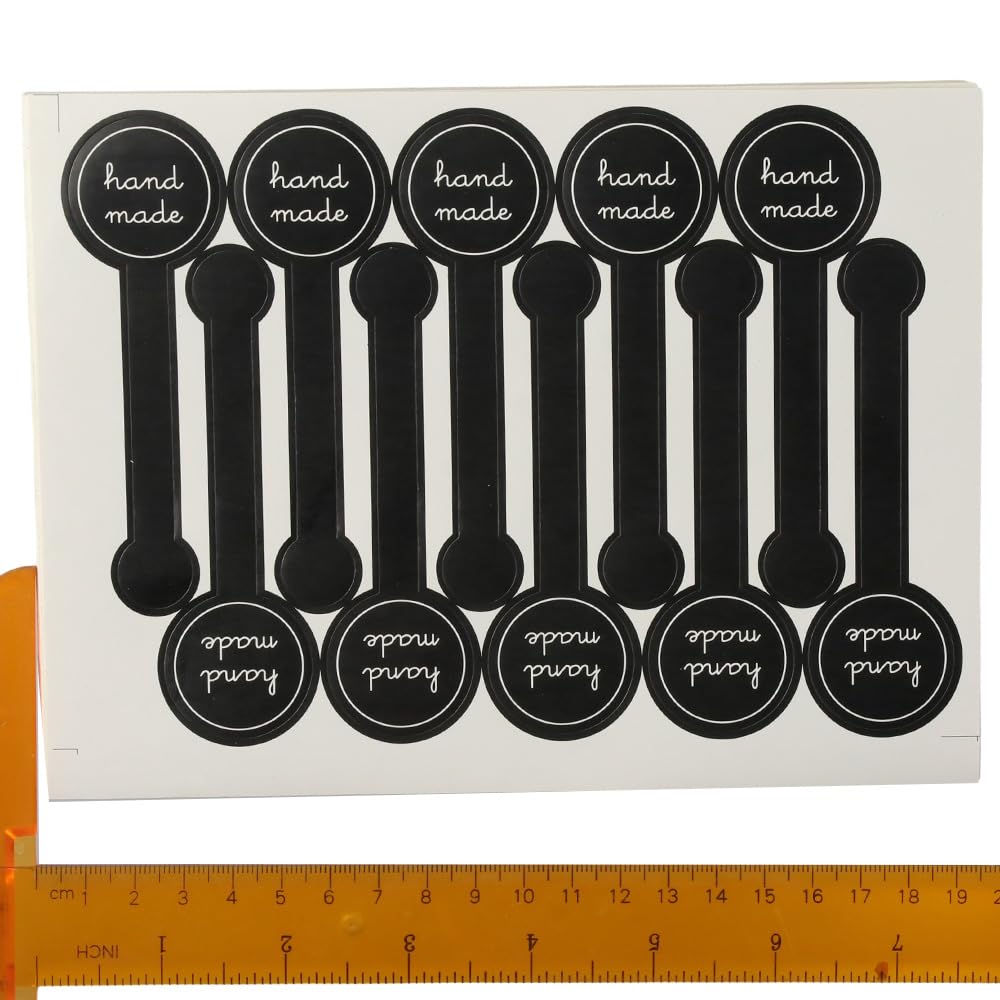 dohobby 300PCS Handmade Food Baking Label Stickers Food Retail Package Seal Self Adhesive Paper Sticker Black Striped Long Label