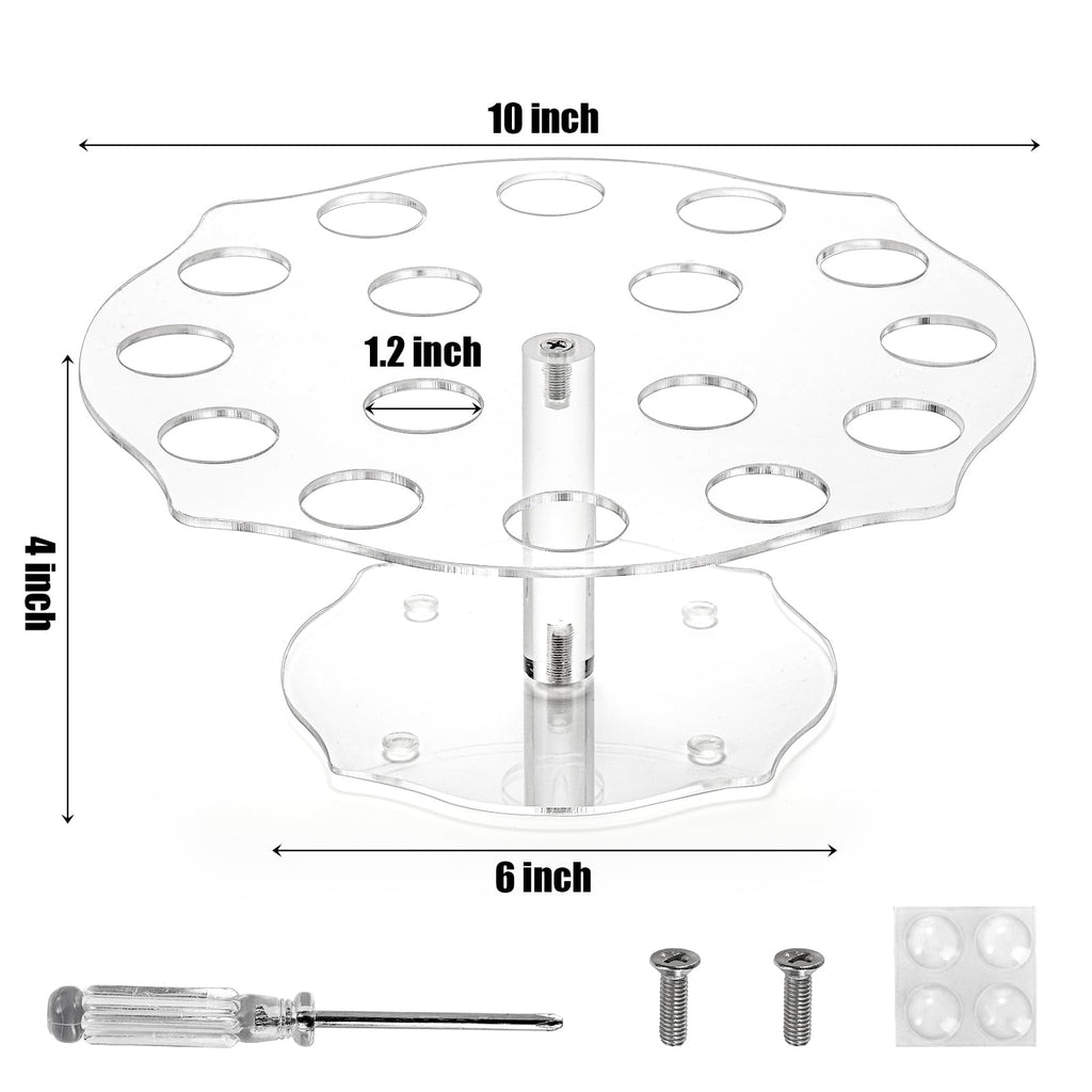 yarlung 2 Pack Ice Cream Cone Holder, 16 Holes Acrylic Waffle Cone Display Stand, Clear Hand Roll Sushi Popcorn Rack for Party Buffet Birthday Wedding