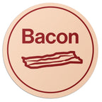 Bacon Stickers, Round Food Labels, 1 inch, Beige/Red, 600 Count | Meat Packaging Labels, For Delis, For Butcher Shops, For Restaurants, For Food Trucks Beige & Red 600 Labels