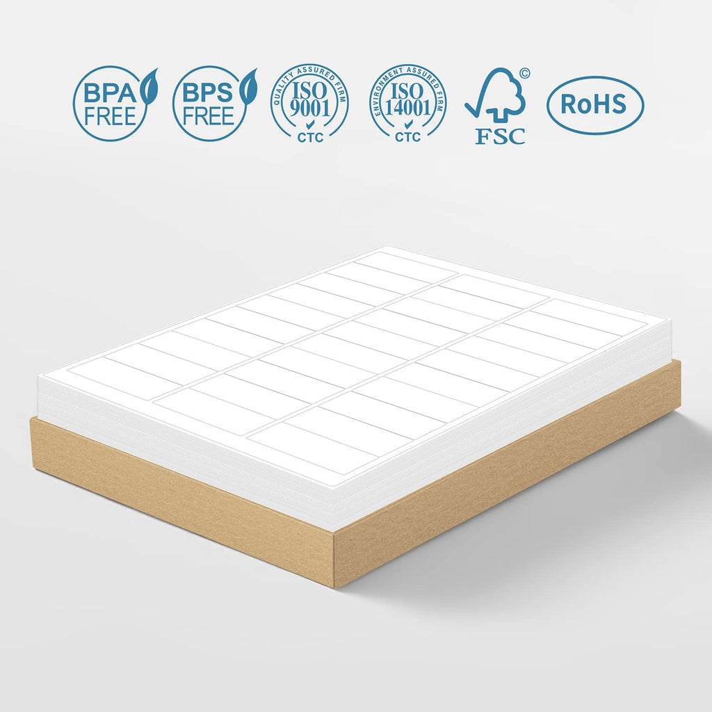 Methdic Address Labels 1" x 2-5/8" 3000 Labels Sticker Paper for Laser/Ink Jet Printer Mailing Labels 8.5"×11" White 30 per Sheet Rectangular 1" x 2-5/8" 100 Sheets