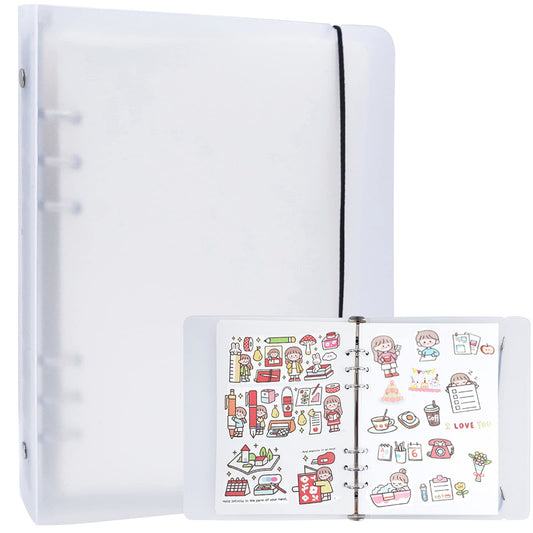 Sticker Collecting Album Reusable Sticker Book PP Frosted Translucent Cover Sticker Album 80 Sheets Blank Sticker Collection Accessories for Collecting Stickers Labels (A5) A5