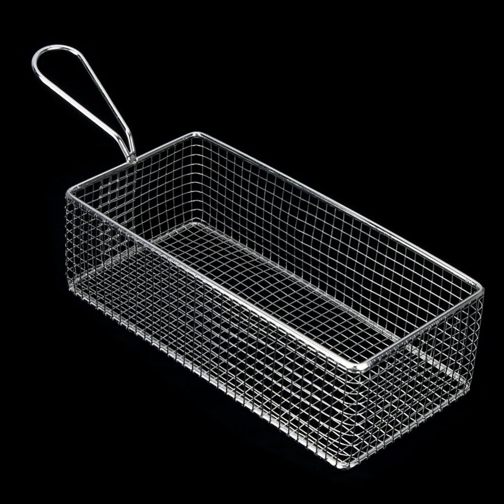Mini French Fries Basket with Handle, 8.5x4.2x2.6 In, Silver