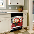 Dishwasher Magnet Cover Christmas Red Truck Dog Sticker Decorative