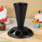 Hemobllo Piping Bag Holder Stand, Black Stainless Steel Pastry Rack with Nozzle Slots & Easy-Fill Design for Mess-Free Cake Decorating, for Home Bakers & Professionals 8.49x7.47 in