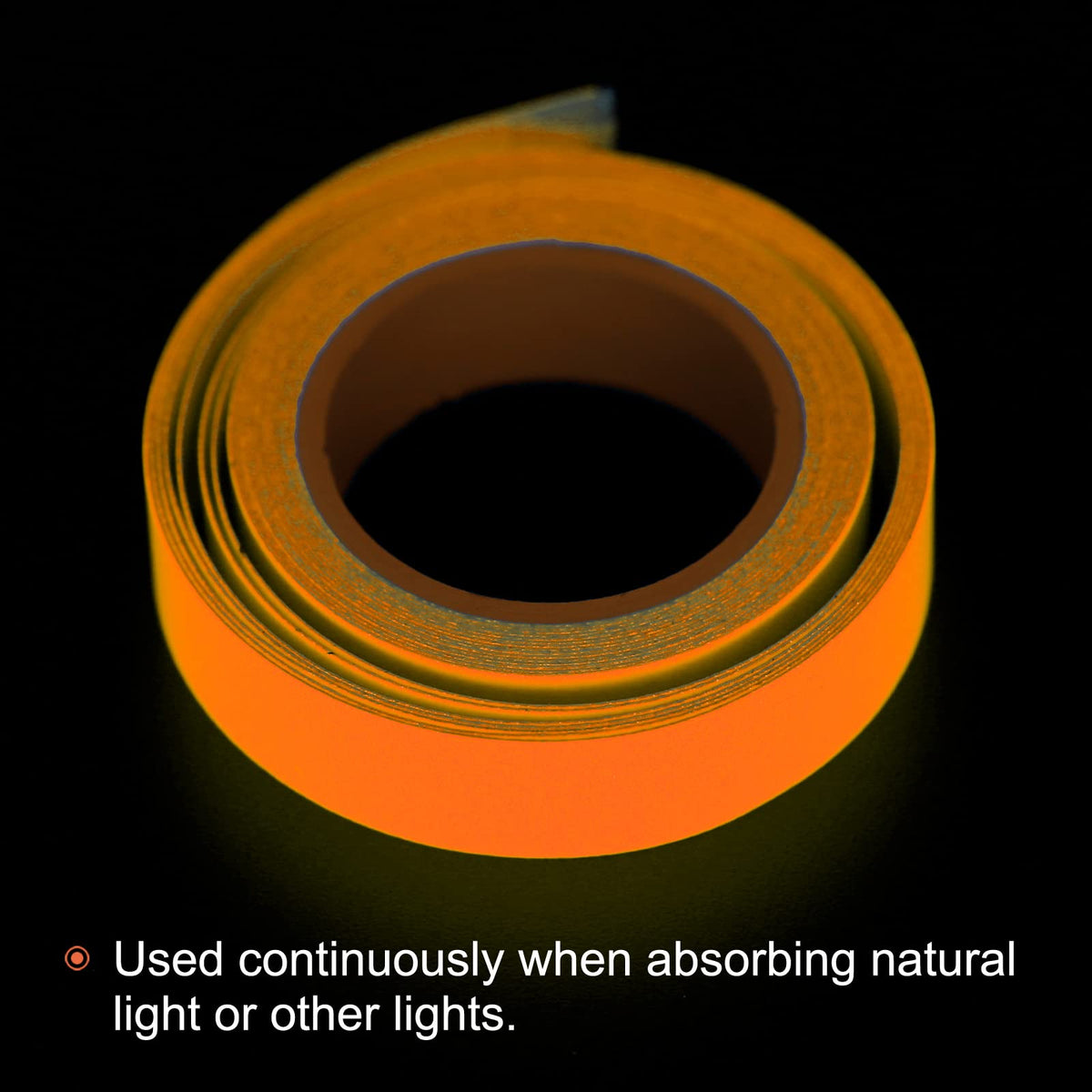 MECCANIXITY Glow in The Dark Tape 9.8 Ft x 0.5 Inch Luminous Fluorescent Tape for Night Outdoors Indoors Decorations Signs, Orange Pack of 3