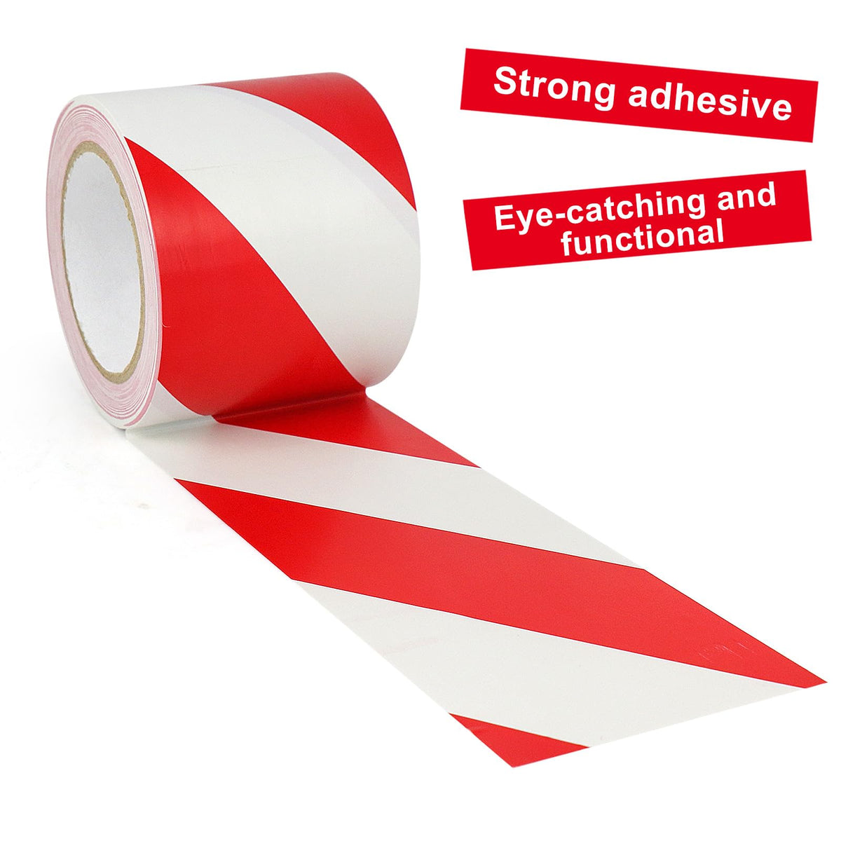 BOMEI PACK Floor Marking Tape 4 Inch x 108FT Red & White Warning Safety Stripe Tape for Walls, Floors, Pipes, Warterproof Caution Tape Ideal for Marking Hazardous Areas, Equipment