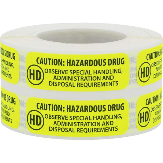 InStockLabels Caution Stickers, 0.5 x 1.5 Inch Hazardous Drug Labels, 500 Labels on a Roll – Special HANDLING, Administration & Disposal Requirements, Medical Stickers for Healthcare & Pharmacies