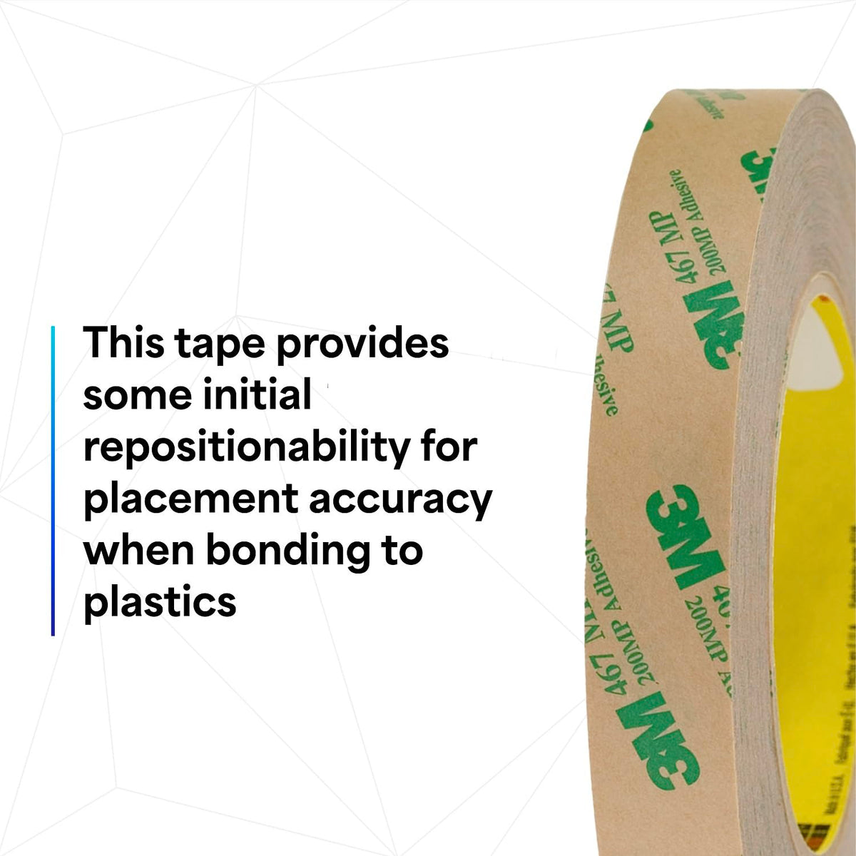 3M 468MP Adhesive Transfer Tape, 0.75" Width x 20yd Length (1 roll)