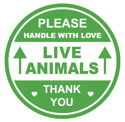 2 inch 300 PCS Green Live Animals Handle with Love Labels Stickers Shipping Mailing Cartons Envelops Adhesive Labels