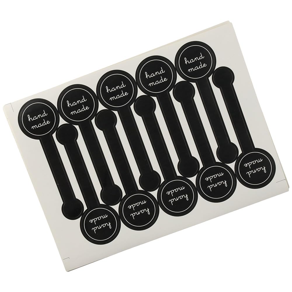 dohobby 300PCS Handmade Food Baking Label Stickers Food Retail Package Seal Self Adhesive Paper Sticker Black Striped Long Label