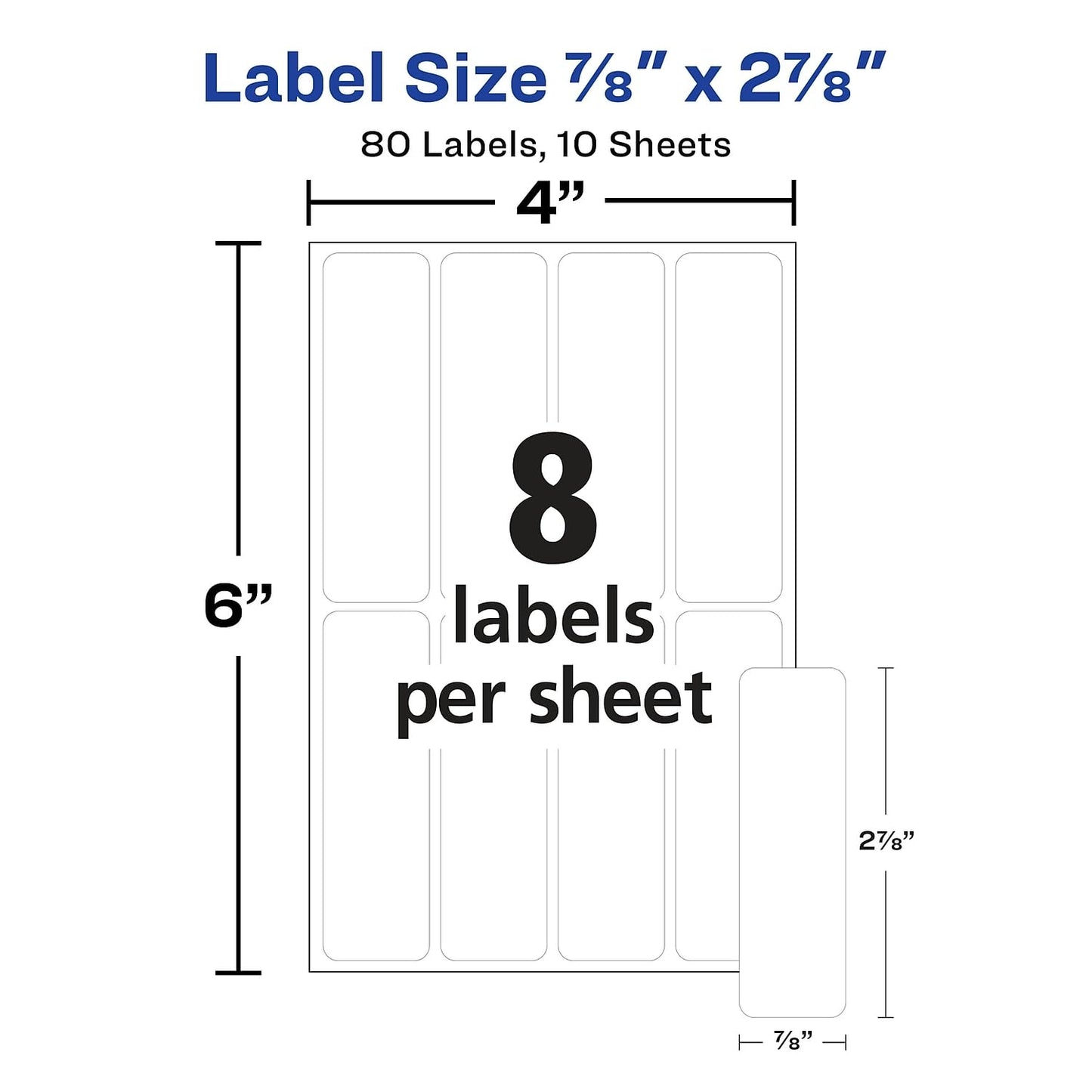 Avery 5429 Label Erasable 7/8-Inch x2-7/8-Inch 80/PK White