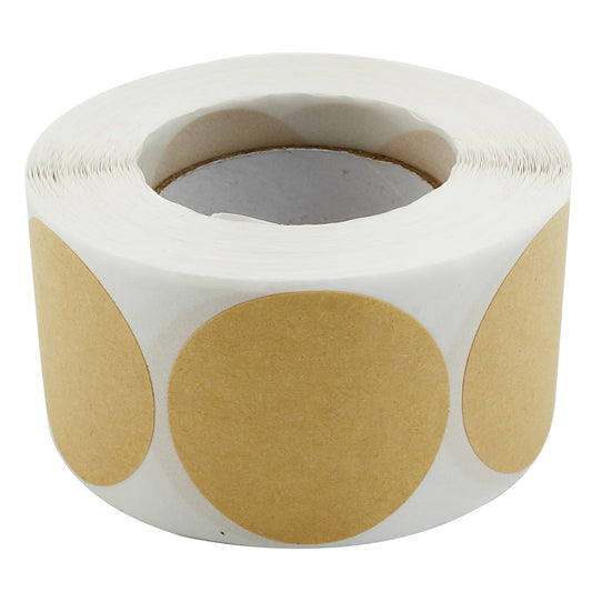 1.5 Inch Kraft Code Dot Stickers, Color Coding Label Round Blank Stickers Removable Writable Circle Adhesive Labels for Marking Organizing (500 Pieces Per Roll) 1.5"
