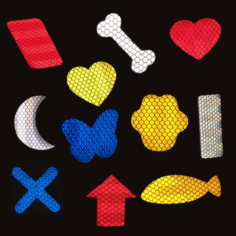 50pcs Warning Heart-Shaped Reflective Decals, Waterproof Reflector Tapes Safety Stickers for Night Visibility on Motorcycle, Bicycle, Car