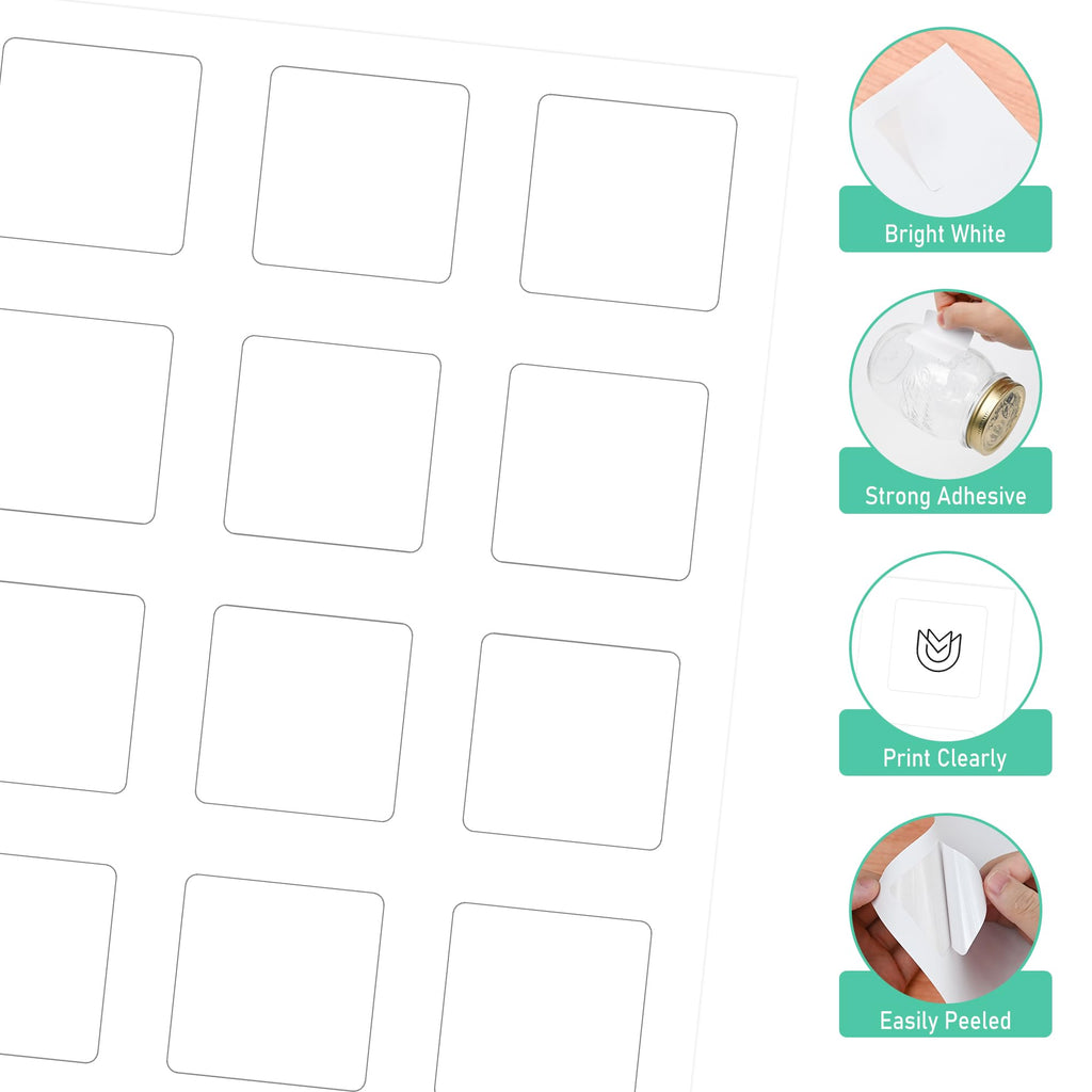 LLIKED 2" x 2" Matte Square Printable Sticker Labels, 1200 Labels 2" x 2" 100 Sheets