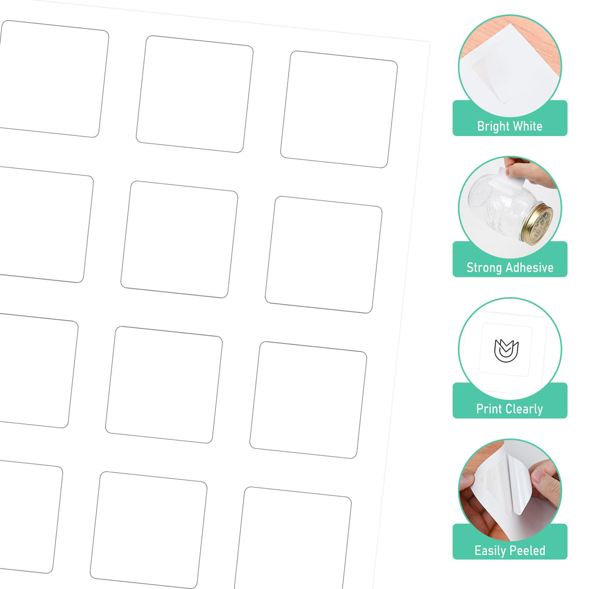 LLIKED 2" x 2" Matte Square Printable Sticker Labels, 1200 Labels 2" x 2" 100 Sheets