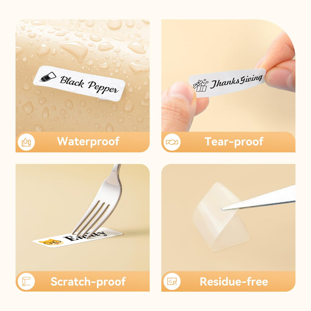 NIIMBOT 3 Roll Set Labels for D110/D11/D101 Label Maker, (0.59" X 1.97" White/ 0.55" X 1.58" Clear/ 0.47" X 1.57" Zoo), Waterproof Thermal Label Tape for Home Office School Organization Mix A