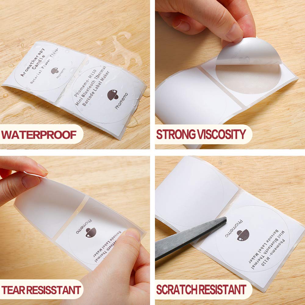Phomemo 2 Inch Multi-Purpose Self-Adhesive Round White Circle Label with Color Round Labels