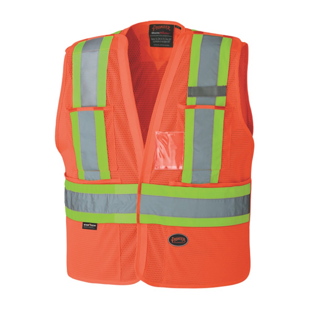 Pioneer Hi Vis Tear-Away Mesh Safety Vest – Reflective Class 2 Apparel – For Construction Large-X-Large