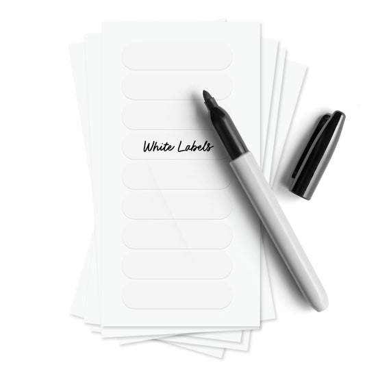 ThreeKin Waterproof Labels for Bottles & Containers - 72 Custom Stickers | All-Purpose & Personalizable | Dishwasher, Freezer & Microwave Safe | BPA-Free | USA-Owned (White) White