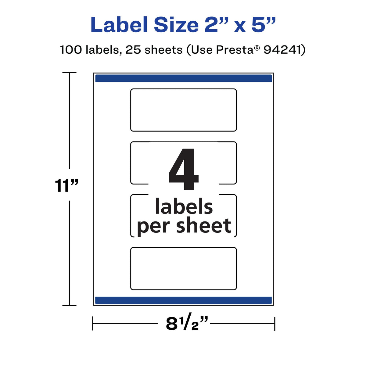 Avery® Printable Durable White Rectangle Labels, Sure Feed® Technology, 2" x 5", Print-to-the-Edge, Waterproof Labels, Laser & Pigment-Based Inkjet Compatible, 100 Total 100 labels