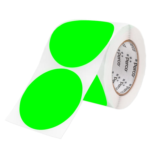 Perco Fluorescent Green 4-Inch Round Circle Dot Sticker Labels with Easy Peel Perforation - 400 Labels per Roll - Strong Adhesion, Vibrant Colors for Organizing, Crafting & More - Made in USA