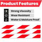ADHES Hazard Tape Safety Warning Red White Stripe PVC Self Adhesive red and white 2in x 18yd 1