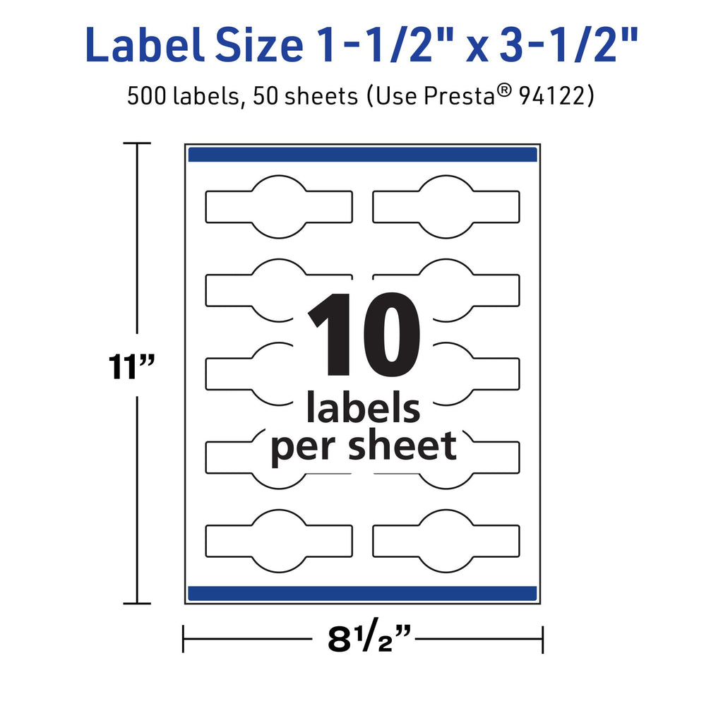 Avery TrueBlock Matte White Wraparound Band Labels, Sure Feed Technology, 1.5" x 3.5", Cigar Band Labels, 500 Total, Print-To-The-Edge, Laser/Inkjet Printable, Great for Packaging and Product Labeling 500 labels