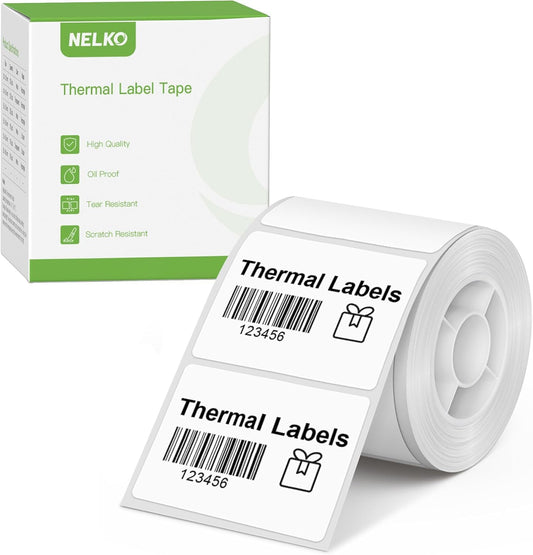 Thermal Labels for Nelko PM220 Label Maker, 1.57'' x 1.18'' (40x30mm) Thermal Sticker Tab, Waterproof, Multi-Purpose Label Tape, 1 Roll of 230 Self-Adhesive Thermal Paper (White) White