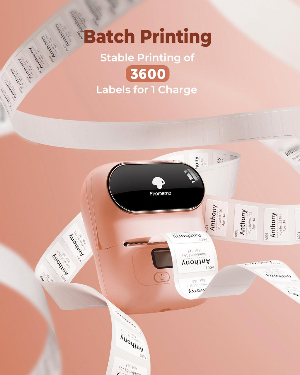 3 Rolls 40x30mm Label with M110 Pink Printer