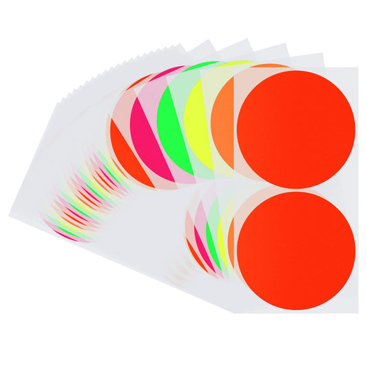 3 inch Circle Color Coding Inventory Labels Round Self-Adhesive Stickers Writable Label Fluorescent Paper 50 PCS, Mix 5 Color