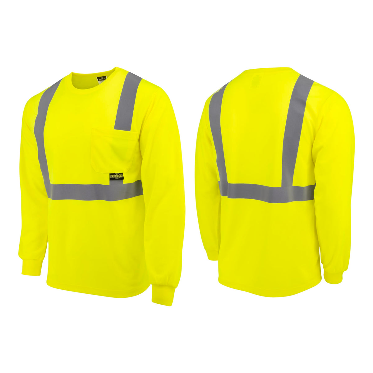 RADWEAR ST21-2 Type R Class 2 Long Sleeve Moisture Wicking Reflective Safety T-Shirt for Men and Women, Hi-Vis Green, XL X-Large
