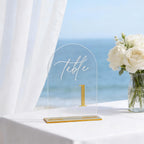 12Pcs Arch Wedding Table Numbers 1-12 with Stands, 5.5" X 7.2" Gold Table Numbers Elegant Clear Acrylic Tables Number with Golden Text for Wedding Reception, Anniversary, Banquet, and Event Decor