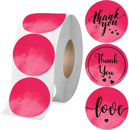 2 inch Direct Thermal Labels Red Round Watercolor Small Business Thermal Stickers, Sticker Printer Color Coding Dot Labels for Thermal Label Printer for Barcodes Home Business 500 Pcs Per Roll