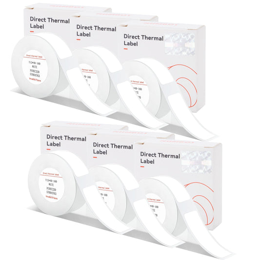 NIIMBOT D11 D110 D101 Label Tapes, 6 Rolls Adapted D11 Label Print Paper, D110 Thermal Sticker Paper 0.47"x 1.57" Waterproof Self Adhesive Labeling Tape(White) White 6*0.47" x 1.57"