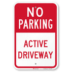 SmartSign - K-5441-EG-12x18 "No Parking - Active Driveway" Sign | 12" x 18" 3M Engineer Grade Reflective Aluminum Red on White