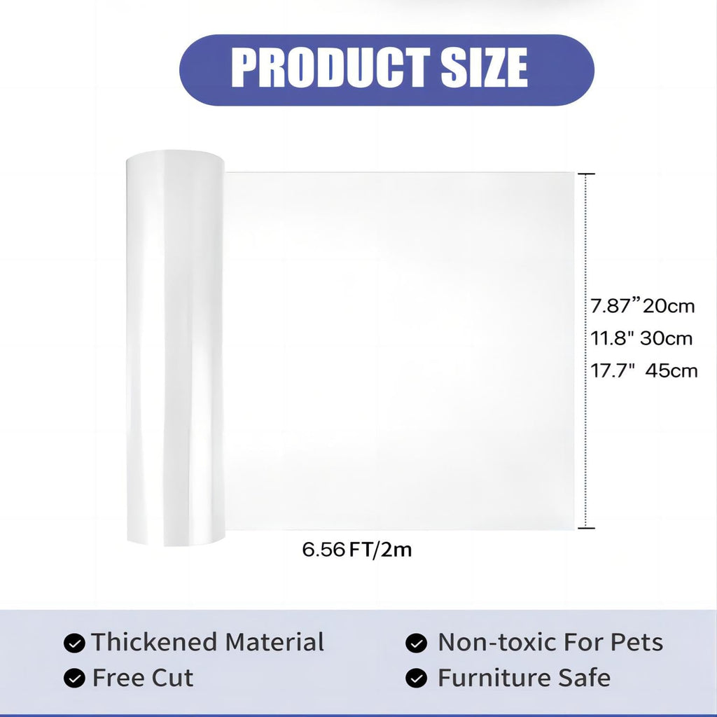 Cat Scratch Furniture Protector: Cat Anti Scratch Tape - Door Protector from Dog Scratching - Clear Training Self Adhesive Tape for Carpet, Sofa, Couch, Door (Transparent, 17.72" x 6.56FT) Transparent