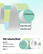 2 Inch Round Thermal Labels+Label Holder for Rolls and Fanfold Labels