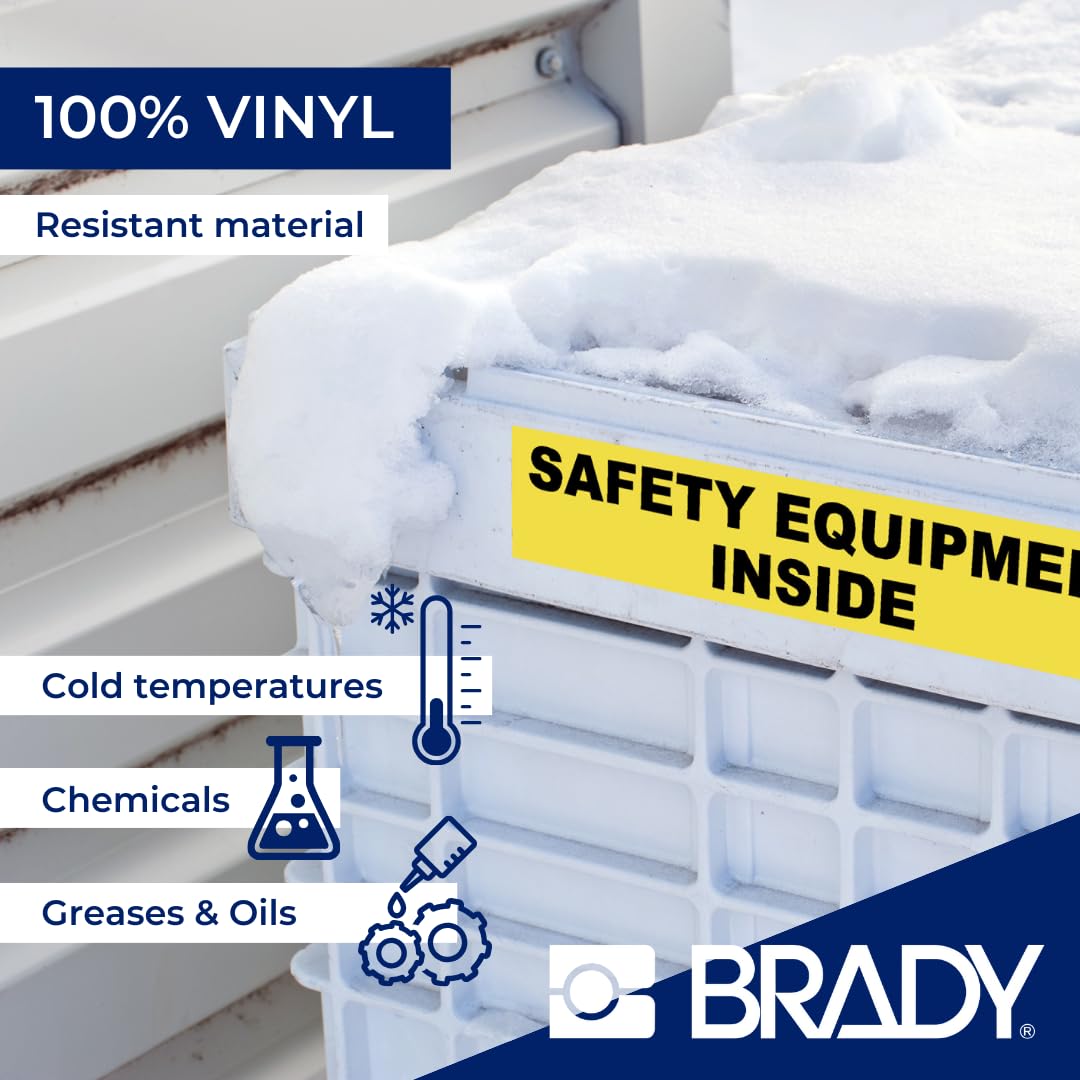 Brady Authentic (M4C-500-595-RD-WT) All-Weather Permanent Adhesive Vinyl Labels 0.5 in W x 25ft White on Red. for use with BMP41, BMP51, M410, M510, and M511 Label Printers.