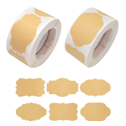 1000 Pcs Jar Labels Stickers, Blank Stickers, Holiday Present Stickers, Kraft Paper Sticker Labels for Gifts, Bottles, Containers and Jars (L-3637, 1.2x2inch)